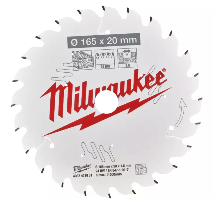 PYÖRÖSAHANTERÄ 165x24T 20MM 1,6 MI OHUT - Pyörösahanterät puu - 6354932471931 - 1