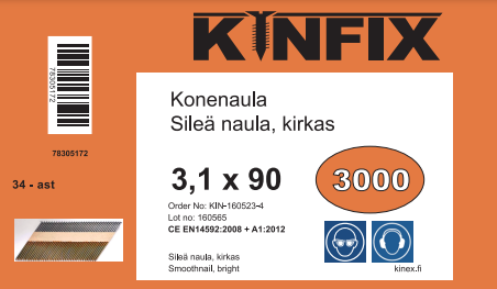 KINFIX KONENAULA 34AST 90X3.1 KIRKAS SIL - 34-asteiset kirkkaat konenaulat - 78305172 - 1