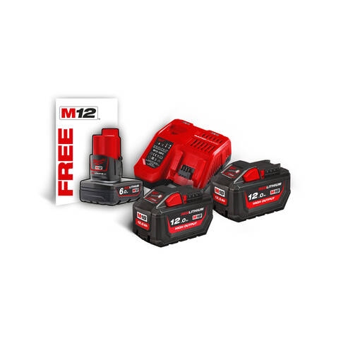 MILWAUKEE M18HNRG-122 AKKUSETTI - M18 18V Akut ja laturit - 800M18HNRG122 - 1