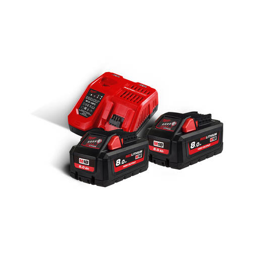 MILWAUKEE M18HNRG-802 AKKUSETTI - M18 18V Akut ja laturit - 800M18HNRG802 - 1